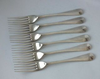 Set Of 6 Victorian Crested Solid Sterling Silver Dessert Forks 1892/16.  8cm/283g