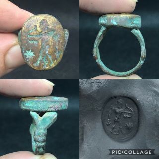 Wonderful Unique Medieval Ancient Bronze Seal Ring