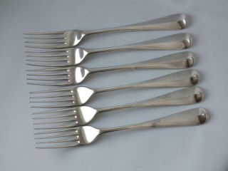 Set Of 6 Victorian Crested Solid Sterling Silver Table Forks 1892/ 19.  3cm/410 G