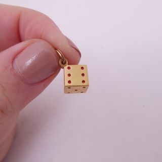 18ct Solid Gold Enamel Novelty Dice Pendant/ Charm,  18k 750