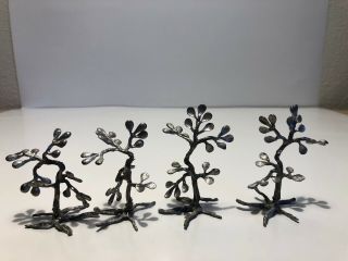 4 Pewter Scenery Trees,  Figurines.  Miniature Tree Set.  Bendable.  Forest,  Shrubs