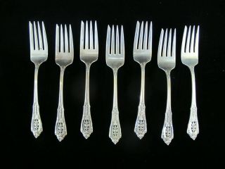 Wallace Sterling Silver Rose Point 7pc Set Of 6 3/8 " Salad Fork 243gr No Mono