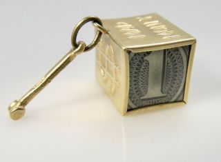 Vintage Mad Money 14k Yellow Gold Dollar Charm Hammer Break Glass Pendant