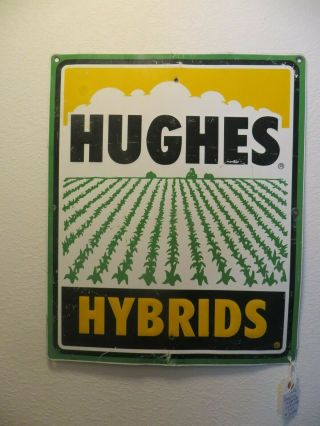 Hughes Hybrids Corn Feed Farm Agriculture Vtg Scioto Sign