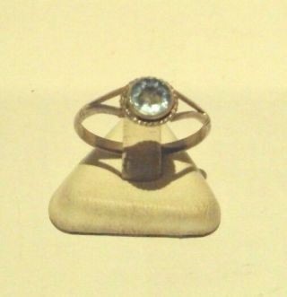 Vintage Early 20th Century Silver Ring With Light Blue Stone 742