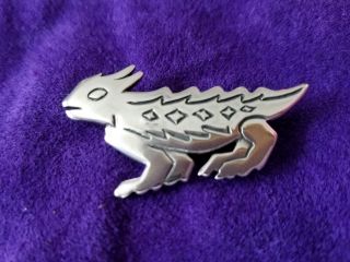 Vintage Retired James Avery Horned Toad Pin/brooch Sterling Silver 1.  5 " X 1 "