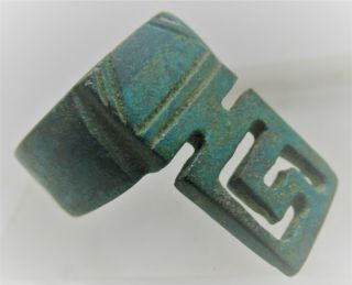 EUROPEAN FINDS ANCIENT ROMAN BRONZE DECORATED CASKET KEY RING 200 - 300AD 3