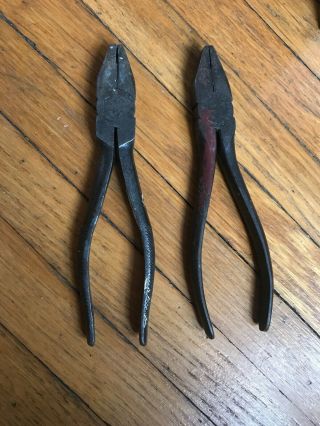 (2) Utica Electrician Lineman Side Cutting Pliers 50 - 6 And Nl 50