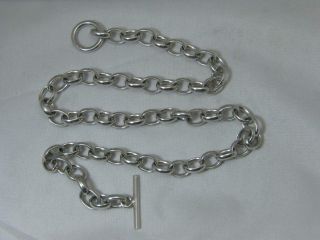 Vintage Sterling Silver Rolo Chain Necklace 18 " & Toggle Clasp Elegant