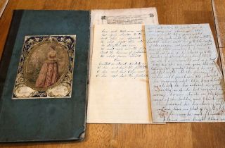 Antique Civil War Era Scrapbook Handwritten Letter Poems Anecdotes