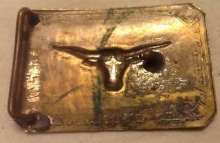 Vintage Texas Long Horn Cow Steer Stamped Or Pressed Brass Belt Buckle 3