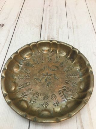 Vintage Solid Heavy Etched Design Copper Plate Wall Hanging 6  Round Egypt.