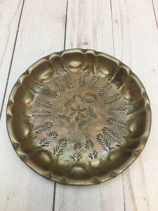Vintage Solid heavy Etched Design Copper Plate Wall Hanging 6  Round Egypt. 2