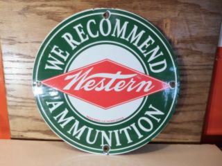 Western  Vintage Ammunition,  Remington,  Ruger,  Gas & Oil Porcelain Sign 12