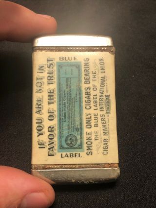 Cigar Makers Union Match Safe England Label Conference Boston Celluloid