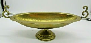 Brass Oval Pedestal Bowl Planter With Handles Vintage