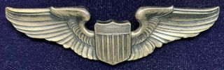 Ww2 Us Army Air Force Sterling Pilot Wing Badge 3 In Clutch Back