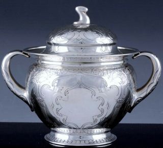 C1920 Tiffany & Co Art Deco American Sterling Silver Lidded Sugar Tea Caddy Jar