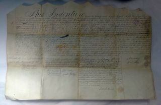 1806 Indenture Land Title Deed On Parchment. ,  Mercer County.  Pa.  Jacob Rush