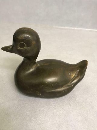 Vintage Brass Duck Figurine Paperweight 4.  5 " X 3 " 1lb 1oz