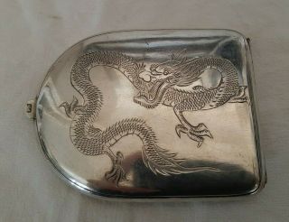 Antique Chinese Sterling Silver Dragon Cigarette Case