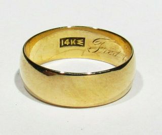 Big Old Art Deco 1912 Signed 4g 14k Gold Mans Wedding Engagement Band Ring 7.  5