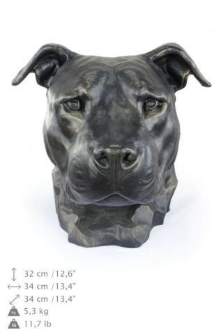 American Staffordshire Terrier Uncropped,  Dog Head Urn Made Of Resin,  Artdog,  Usa