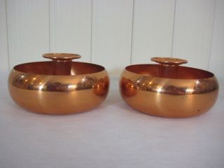 Coppercraft Guild Copper Bowl Candle Holders,  4 3/4 " Wide X 2 1/2 " Tall