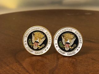 Camp David Presidential Seal Cufflinks Gold Plated Authentic