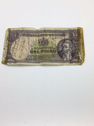 World War 2 China Burma India Short Snorter On Zealand 1 Pound Note D 1945