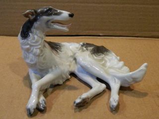 Rosenthal Large Borzoi Dog Figurine Black / White Special Vintage