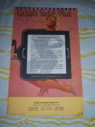 Vintage 1956 Full Year Withers Hollywood Artist’s Sketch Pad Pin - Up Calendar