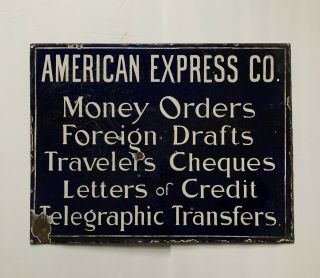 2 Sided American Express Company Sign Porcelain