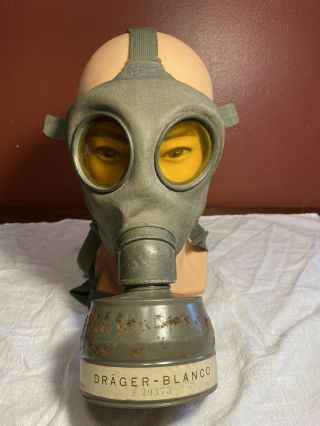 Ww2 German Military Draeger Gas Mask Made For Spanish Soldiers.
