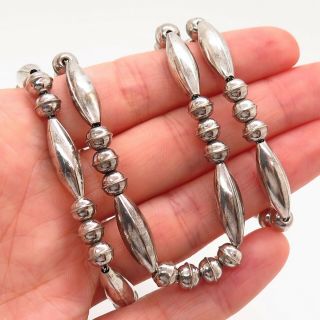 Old Pawn Vintage 925 Sterling Silver Navajo Pearls Melon Beads Handmade Necklace