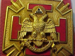 32 Nd Degree Scottish Rite Medal Ribbon Gold Filled Masonic 4 " X 2.  5 "
