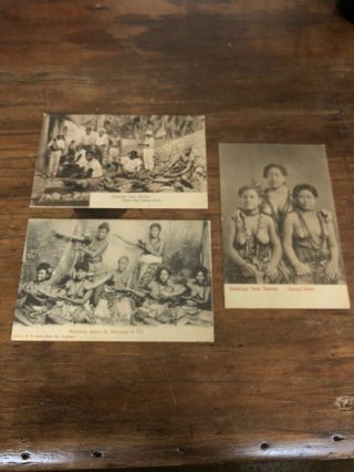 Vintage Postcards 3 Samoan Native Labour Boys Girls Mauluulu Dance Native Samoa