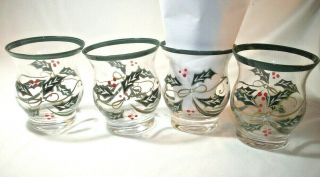 Lenox: Christmas Holiday Holly Berry Votive Candle Holders: Set Of 4: Vgc: Nr
