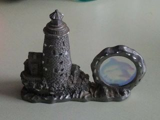 Spoontiques Pewter Lighthouse With Dolphin Hologram Figurine