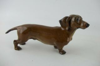 Vintage 1940s Rosenthal Brown Dachshund Dog Figurine,  Marked Handgemalt