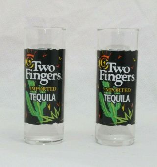 Set Of 2 Two Fingers Imported Tequila Four Inch Shot Glass Barware