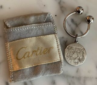 Cartier Sterling Silver Vintage Horseshoe Key Chain With Charm