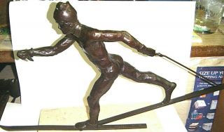 Vtg 1976 S.  Kelsey Cross Country Skier Bronze Sculpture Royal Copenhagen Lim.  Ed