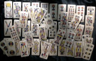 Rare Antique Italian Bari Murari Tarot Playing Cards C1903 43/48 Plus 6 Extra