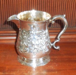 Fine 1750s George Ii Sterling Silver Repousse Cream Pitcher By Fuller White 1754