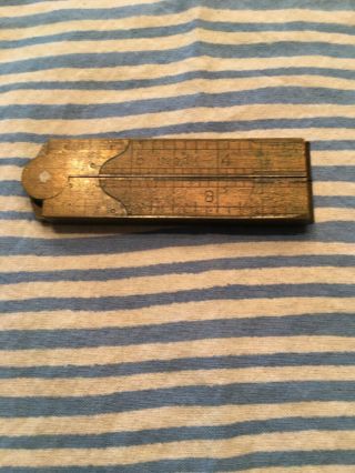 Vintage Stanley Folding Caliper Rule No.  32 1/2 Inches Boxwood & Brass 4 Fold