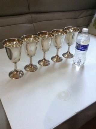 Antique.  Sterling Silver Goblets (5) Approx.  106g Each 521g Total Marked Mfh 25
