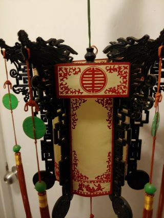 Large Vintage Chinese Embroidered Fabric Hanging Lantern Dragon