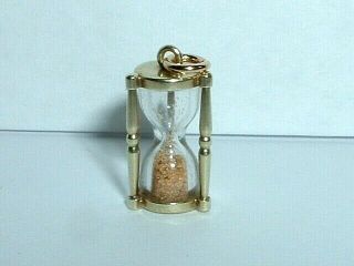 Vintage 14k Yellow Gold 3d Hourglass Walter Lampl Charm