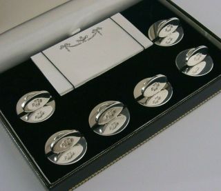 Boxed Set Of Six Solid Silver Menu Holders London 2000 Millennium